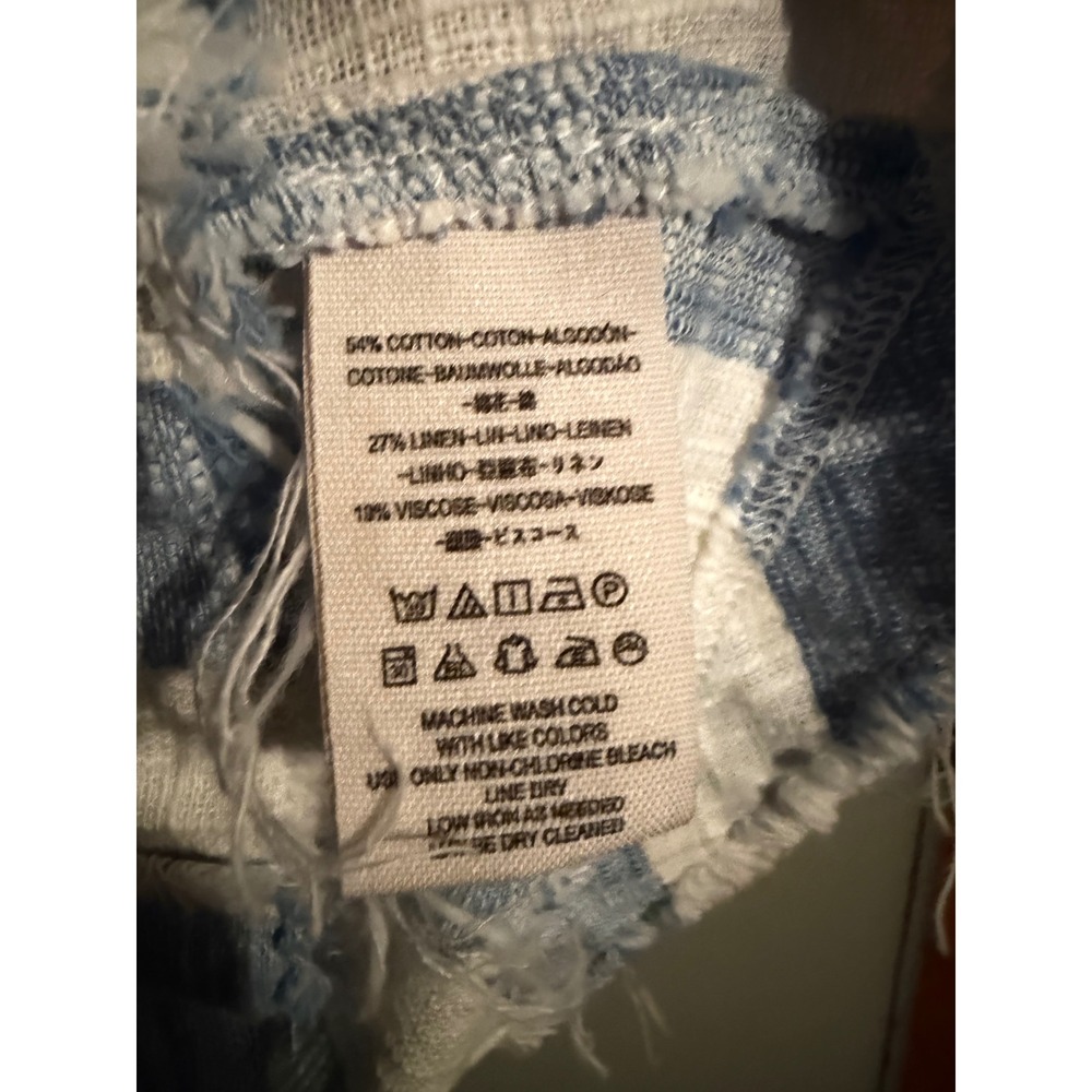 We The Free Free People Striped Button Down Shirt Blue White Linen Blend Large - Picture 3 of 4